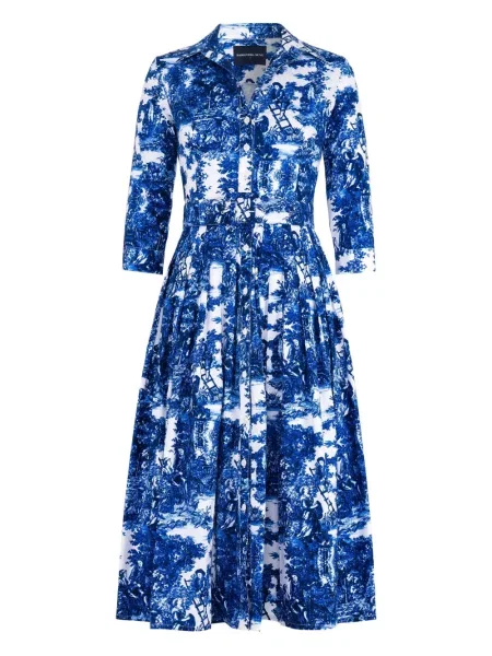 Rochie midi Samantha Sung plisată până la genunchi de costum albastru