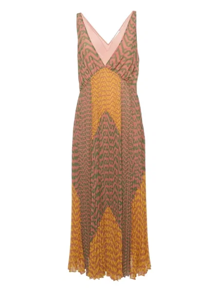 Sukienka maxi Self-portrait szyfonowa z nadrukiem garniturowa różowa