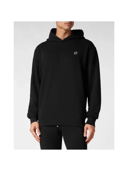 Bluza z kapturem Philipp Plein z kapturem z długim rękawem z logo czarna
