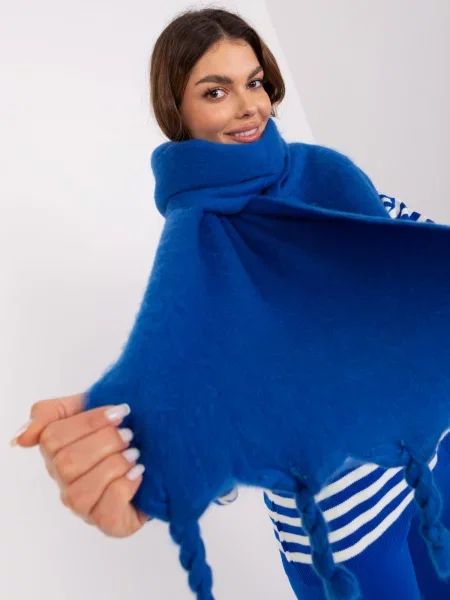 Fular Fashionhunters cu franjuri albastru
