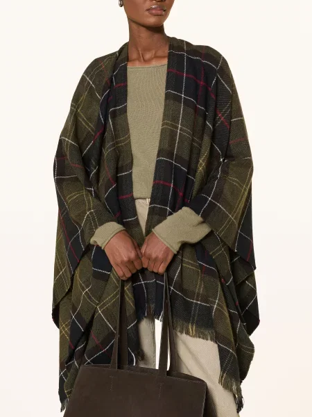 Barbour Plášť Staffin Serape tmavě zelená / červená černá