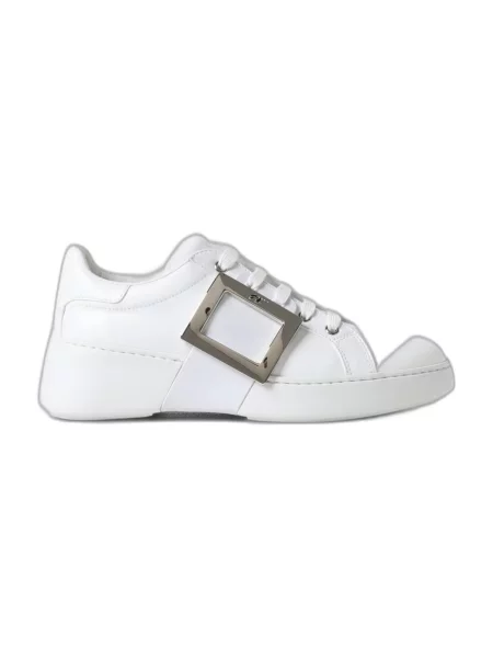 Sneakersy Roger Vivier skórzane na sprzączkę białe