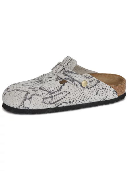 Birkenstock Mules încălțăminte Boston Rivet Logo | piele întoarsă | narrow fit gri