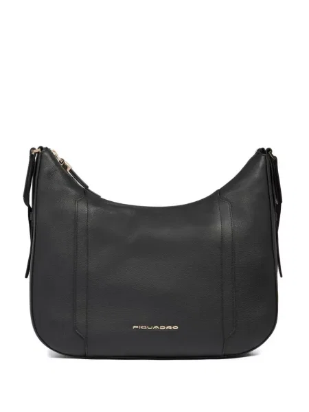 Geanta crossbody Piquadro din piele cu autograf negru