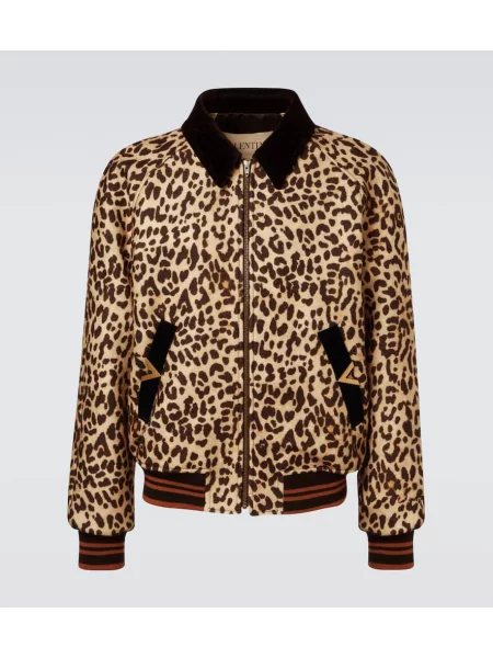 Вълнено яке Valentino с принт с леопардов принт