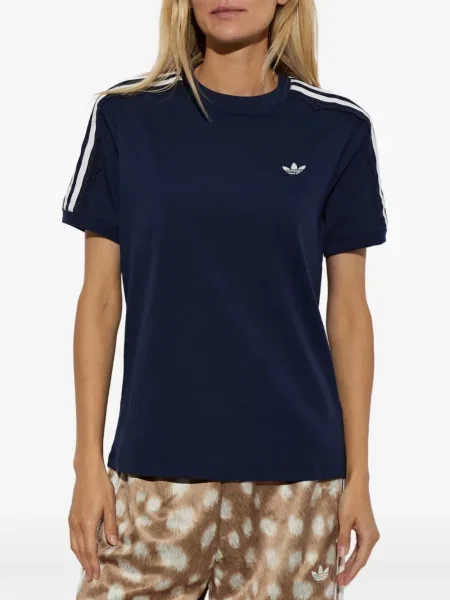 Krajkové pruhované tenisky Adidas s výšivkou modré