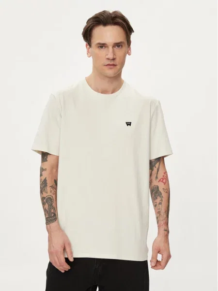 Wrangler T-shirt Sign Off Écru Regular Fit bijela
