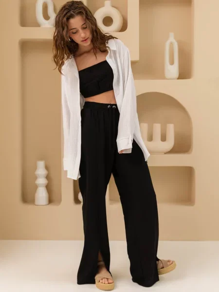 Лляні Штани палаццо Seventeen чорний