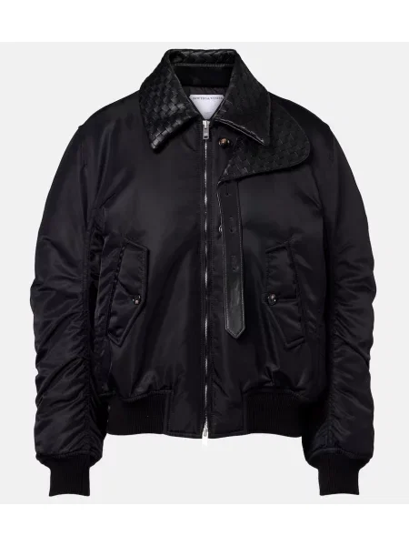 Usnjena jakna Bottega Veneta črna