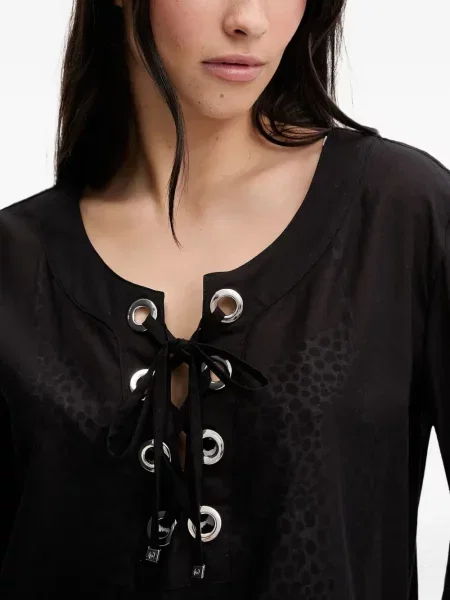 Pantaloni Michael Michael Kors din piele cu imagine cu model leopard roz