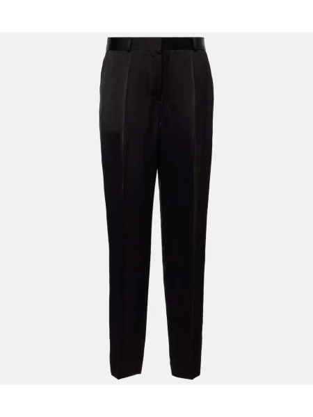 Pantaloni Toteme cu talie înaltă din satin negru