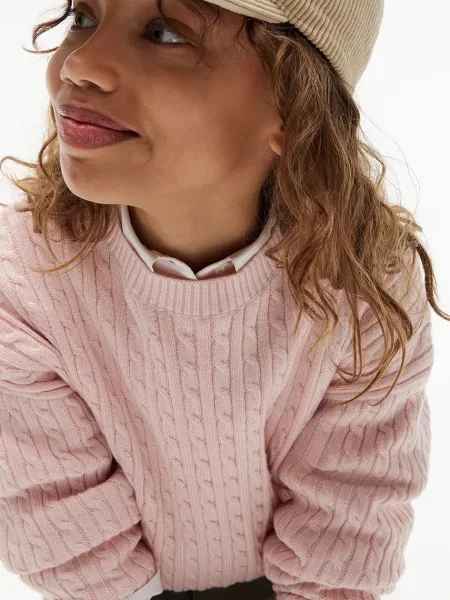 Tommy Hilfiger пуловер за деца от розово