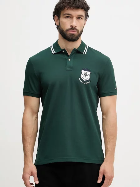 Tommy Hilfiger polo tričko pánske s bavlnou zelená