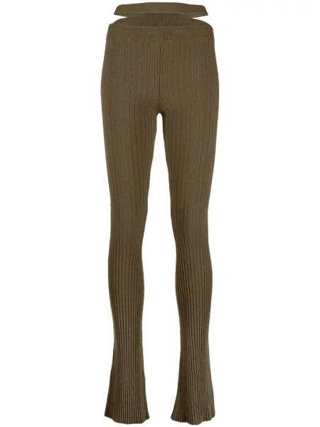 Skinny spodnie Andreadamo prążkowane zielone