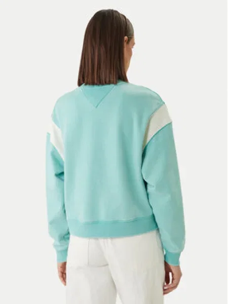 Tommy Jeans Pulóver Varsity Crew zöld