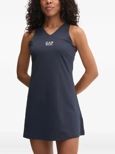 Rochie mini Ea7 Emporio Armani cu decolteu în V de costum albastru