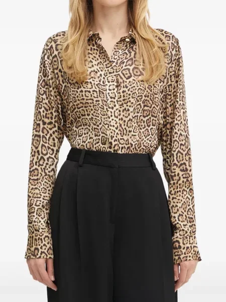 Cămașă Guess cu imagine cu model leopard maro