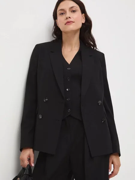 Medicine jachetă cu croială dublă cu doua randuri de neted negru