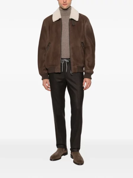 Pantaloni Corneliani de lână cu cordon maro
