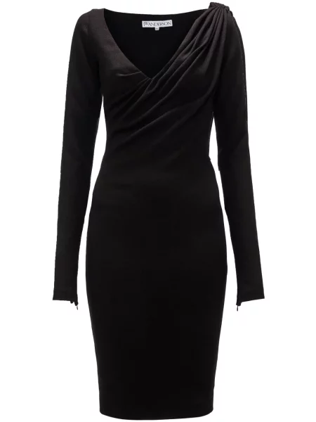 Rochie midi Jw Anderson cu decolteu în V până la genunchi de costum negru