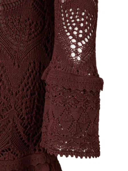 Rochie mini Staud tricotate cu volane maro
