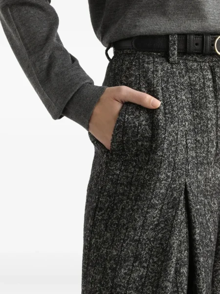 Plisirane hlače Dolce & Gabbana od tvida crna