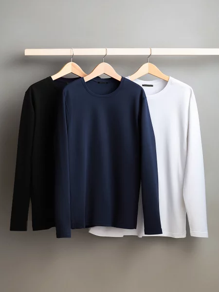 Tricou cu mânecă lungă Trendyol cu mâneci lungi cu decolteu rotund alb