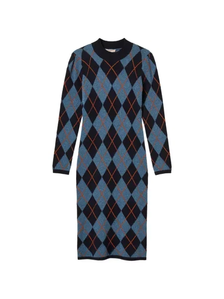 Lung rochie Twinset din jacard albastru