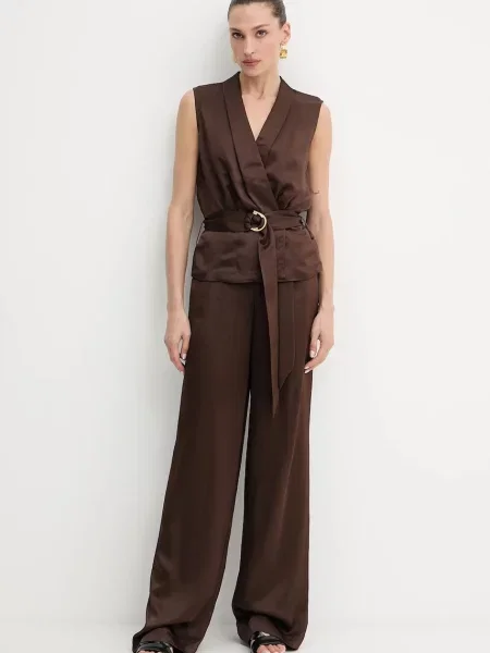 Штани Marciano Guess IVA широкі висока посадка коричневий