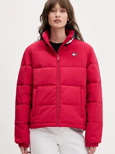 Tommy Jeans kurtka bordowy zimowa różowa