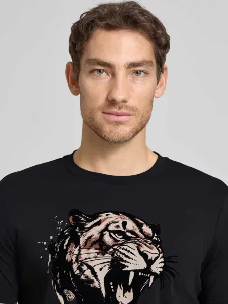 T-shirt z nadrukiem krój regular fit Antony Morato czarna