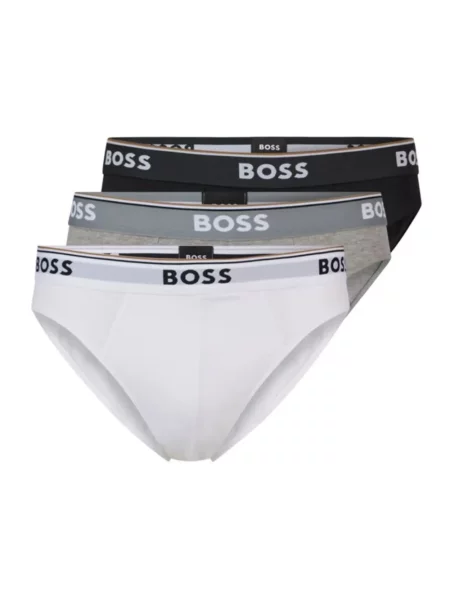 Obcisłe bokserki z nadrukiem z logo w zestawie 3 szt. model ‘Power’ Boss szare