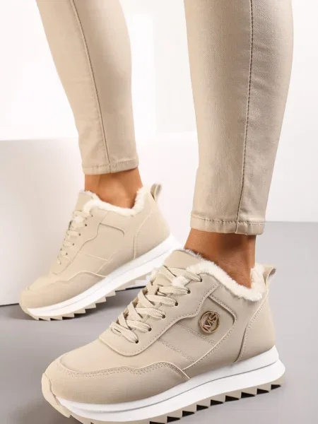 Sneakerși Vices cu platformă bej