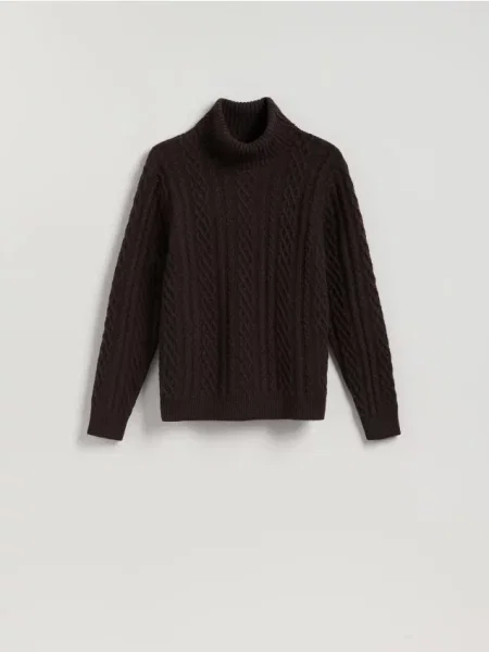 Reserved Pulover cu adaos de lână maro-închis maro