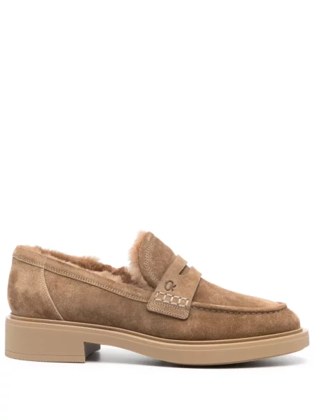 Pantofi loafer Gianvito Rossi din piele de căprioară maro