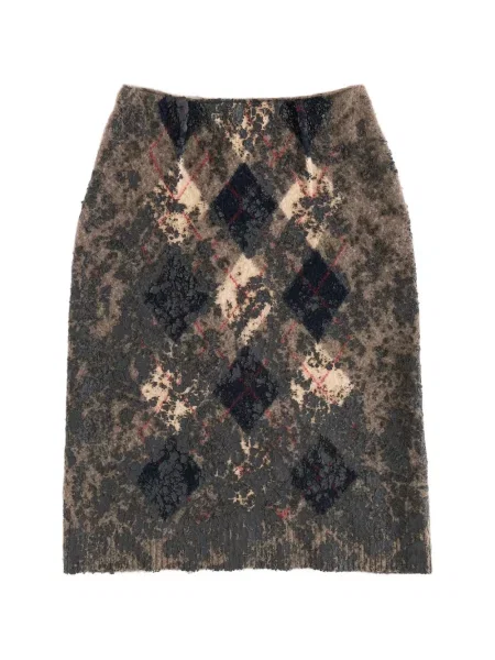 Fustă midi Maison Margiela cu model argyle maro