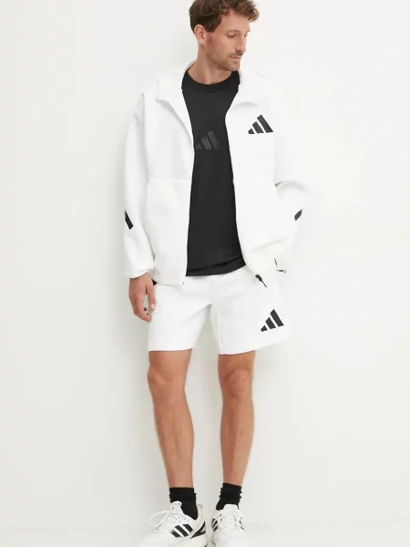 Свитер Adidas с капюшоном с аппликацией белый