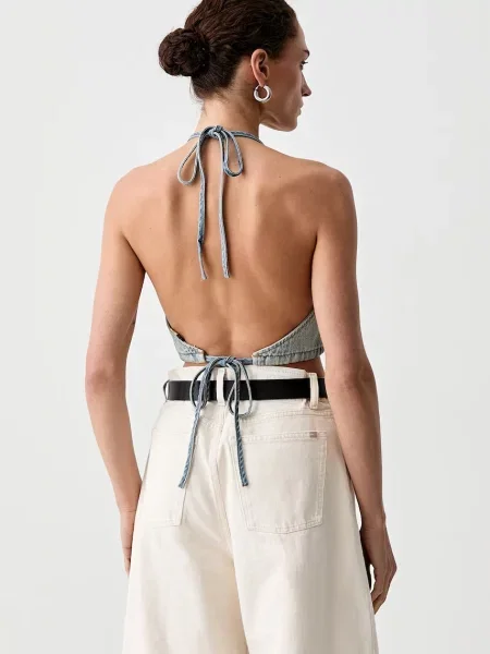 Top Levi's z dekoltem halter niebieski