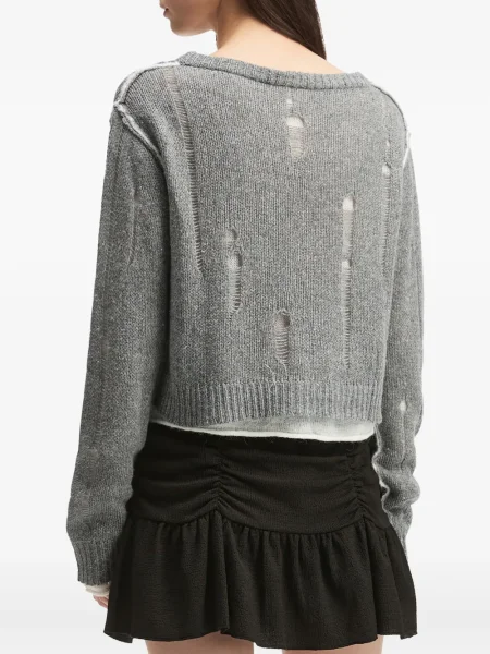 Cardigan B+ab zdrențuiți cu decolteu în V gri