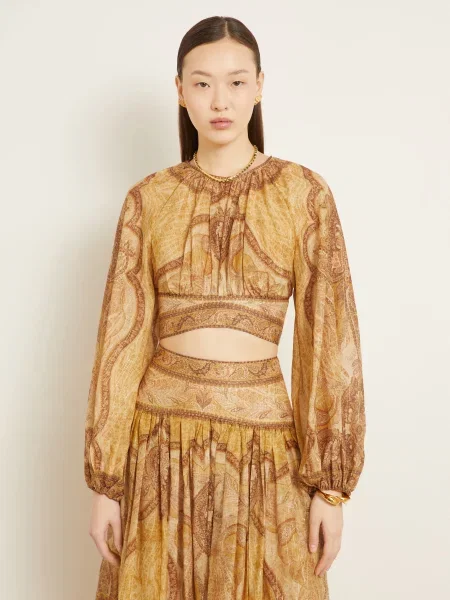 Zimmermann Krátká Halenka Wanderlust S Třpytivou Nití tmavě / hnědá / tmavě oranžová žlutá