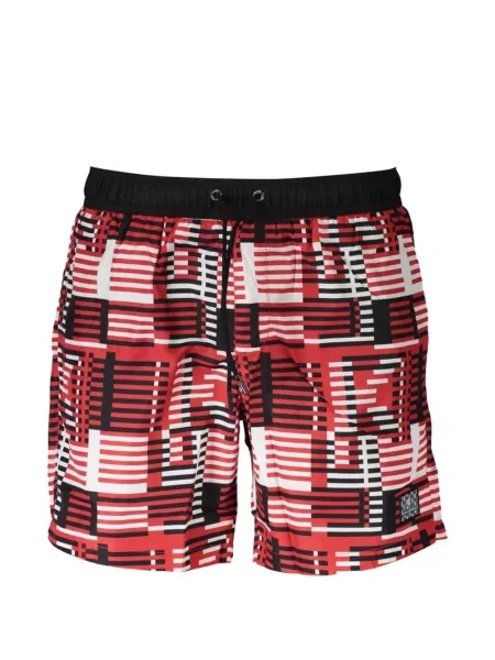 Slip de baie Karl Lagerfeld cu imagine cu imprimeu geometric roșu