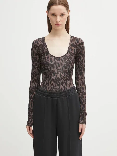 Боди Fiorucci Banimalier Print Scoop Neck кафяво