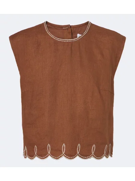 Top Veronica Beard cu broderie de in maro