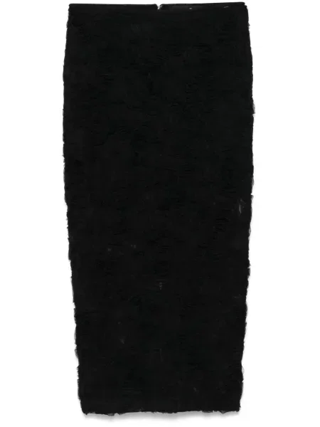 Spódnica midi Rotate Birger Christensen w kwiatki z siateczką do kolan czarna