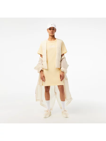 Lacoste Sukienka-Koszula Z Nadrukiem Z Bawełny Organicznej żółta