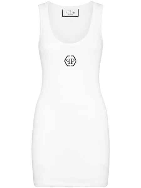 Haftowana sukienka Philipp Plein garniturowa biała