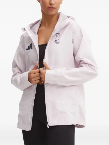 Pruhovaná džínová bunda Adidas s kapucí černá