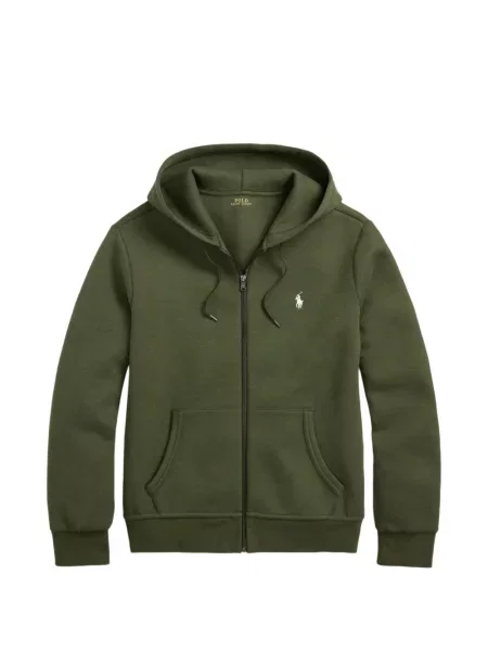 Tricou polo Polo Ralph Lauren cu glugă cu blană cu broderie roșu