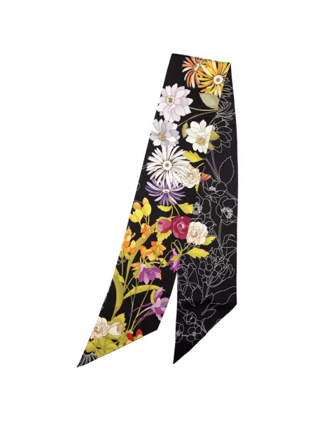 Fular Elizabetta de mătase skinny fit negru
