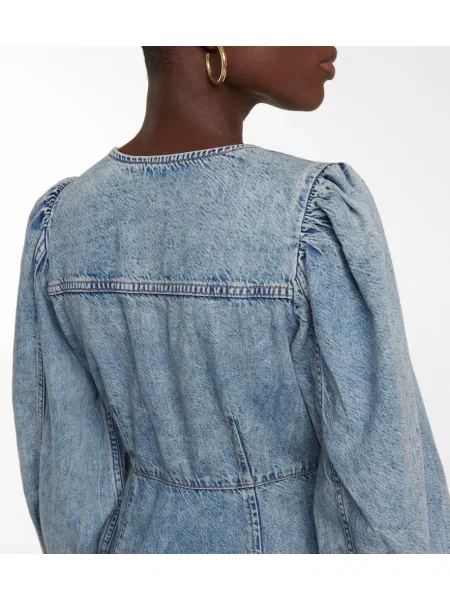 Rochie din denim Ganni până la genunchi de costum albastru